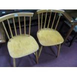 Walnut Coffee Table, with scalloped border, on cabriole legs, plus a pair of spindle back chairs.