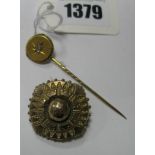 A Single Stone Diamond Set Stickpin, star set with an old cut stone; together with a XIX Century