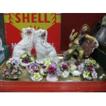 Capodimonte Figure, pair of Staffordshire dogs, floral posies:- One Tray