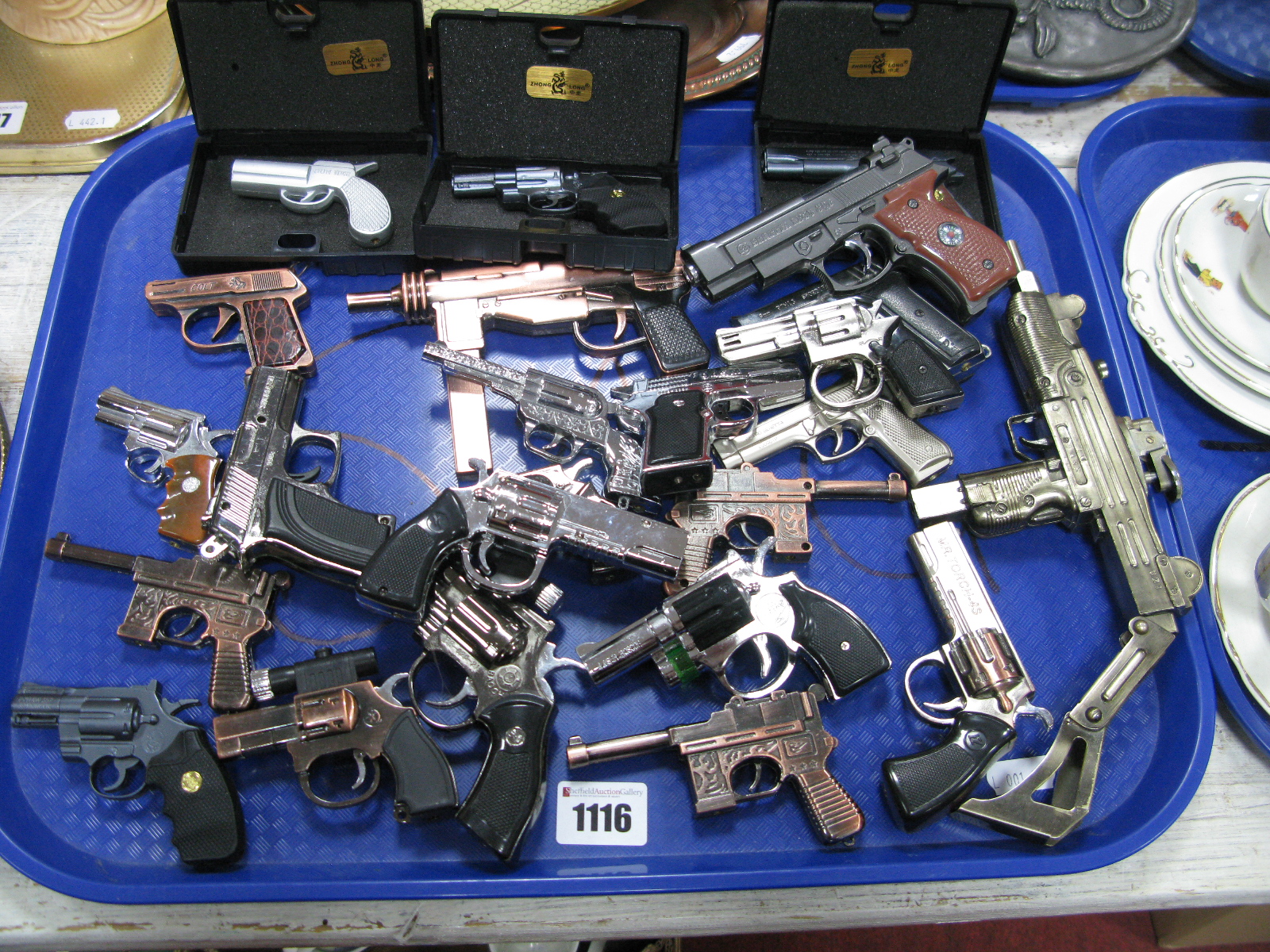 Novelty Lighters, in the form of guns, etc:- One Tray