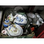 Tienshan Dinner Service, piggy bank, other ceramics, glassware, etc:- Two Boxes