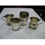 A Hallmarked Silver Christening Mug, Sld, Birmingham, of baluster form with scroll handle;