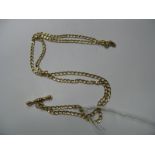 A 9ct Gold Curb Link Chain, suspending T-bar pendant.