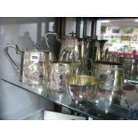A Decorative Electroplated Four Piece Tea Set, each with leaf garland decoration; initialled;