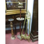 Gilt Painted Picture Easel, pricket candlestick, and a mahogany stick stand.