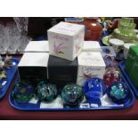 Caithness Paperweights: Tropicana No. 1743; Jubilee Orchid Ltd Edition No. 194; Star Beacon No. 18/