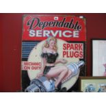 Dependable Service Spark Plugs Metal Wall Sign.