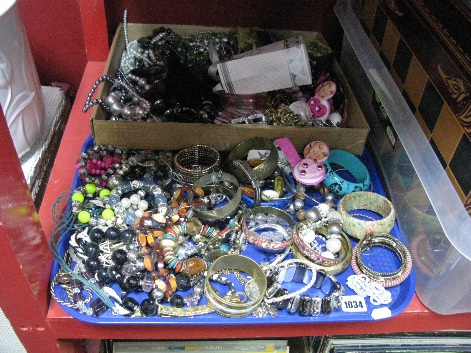 A Mixed Lot of Assorted Costume Jewellery, including tiara, beads, bangles, etc:- Two Trays