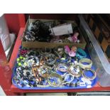 A Mixed Lot of Assorted Costume Jewellery, including tiara, beads, bangles, etc:- Two Trays