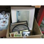 Silhouettes, Coach Inn tapestry, prints, mirror, etc:- One Box