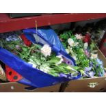 Quantity of Plastic Flowers, wicker displays:- Two Boxes