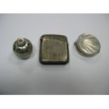 A Hallmarked Silver Vesta Case, engine turned, "June" rouge compact, etc.