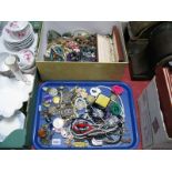 Assorted Costume Jewellery, including beads, brooches, etc:- One Box