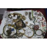 Assorted Costume Jewellery, including Miriam Haskell Bangle, (damaged), filigree bracelet, bead