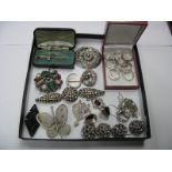 Diamanté Buttons, dress rings, brooches, Edwardian style pendant, etc.