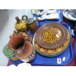 'It's Good When Tha Gets It' Puzzle Jug, flagon, other slipware pottery, Greek border hot water