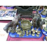 Brass Bell Shaped Weights, model of a shire horse, brass bell:- One Tray