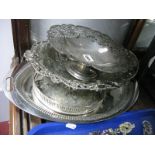 A Hallmarked Silver Footed Dish, CB&S, Sheffield 1975, of shaped pierced design, 24.2cm diameter;