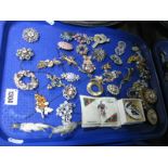 A Collection of Assorted Costume Brooches:- One Tray