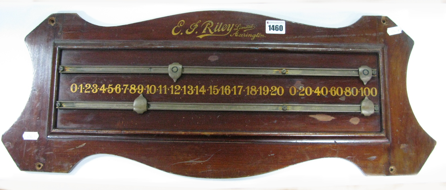 E.J. Riley Ltd Accrington Mahogany Wall Mounting Scoreboard.