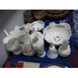 Aynsley 'Cottage Garden' China Ware, of sixteen pieces including vases, bell, ginger jar:- One Tray