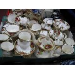 Royal Albert Old Country Roses Tableware, of sixty three pieces including teapot, six dinner plates,