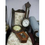 Early XX Century Carved Oak Aneroid Barometer, together with a XIX Century style mahogany cased