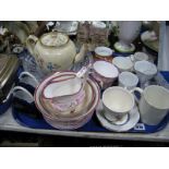 Sunderland Lustre, commemorative glass plates, teapot, etc:- One Tray