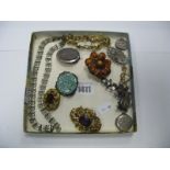 Ruskin Style Ceramic Panel Brooch, XIX Century brooches, heart and other locket pendants, etc.