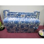 XIX Blue and White Planter, rectangular shaped with twin handles, floral decoration.