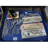 Imitation Pearls, diamanté necklaces, dress rings, etc:- One Tray