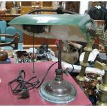 A 1920's/30's Desk Lamp, bronzed metal frame and domed base (cast iron weighted and numbered 12007),