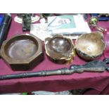 XX Century Oak Octagonal Shaped Offering Bowl, together with a burr elm bowl and one other. (3)