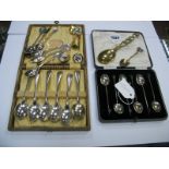 A Set of Six Hallmarked Silver Coffee Spoons, in a fitted case; together with an EPNS set,