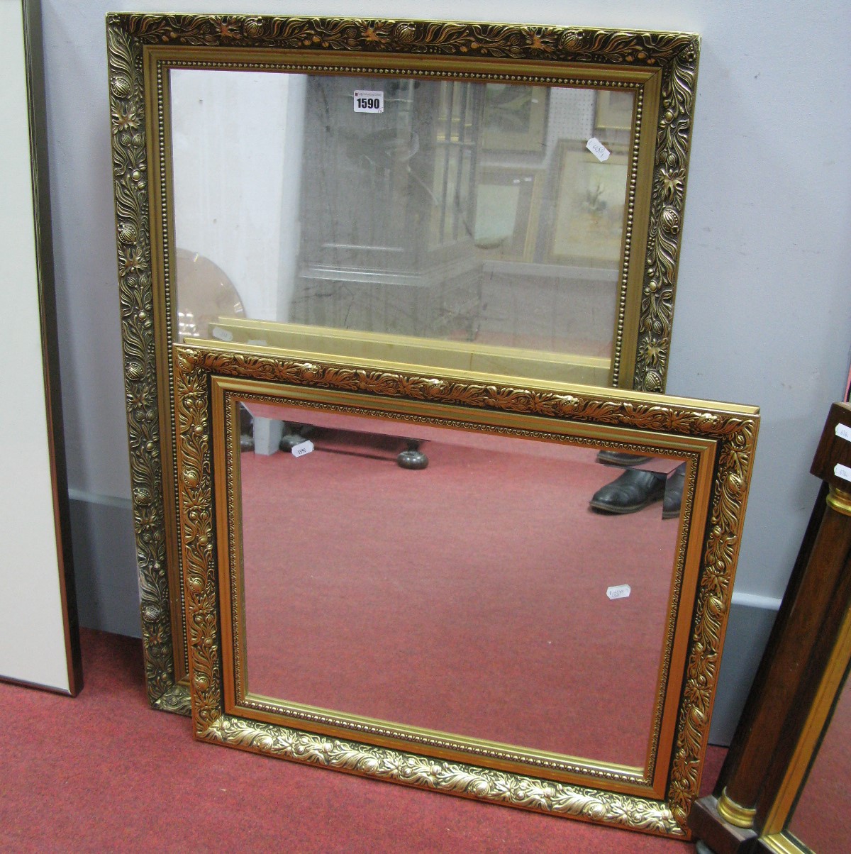 Two Gilt Framed Rectangular Wall Mirrors.