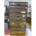 An Early XX Century Mahogany Nine Heights Sectional Storage/Filing Chest, applied labels reading '