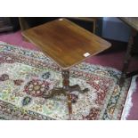 XIX Century Mahogany Pedestal Table, with rectangular top, bobbin and turned pedestal, on cabriole