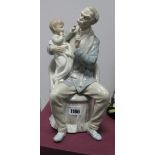 Lladro Pottery Figure of Grandfather Telling Off Boy, M-22 E, 28.5cm high.