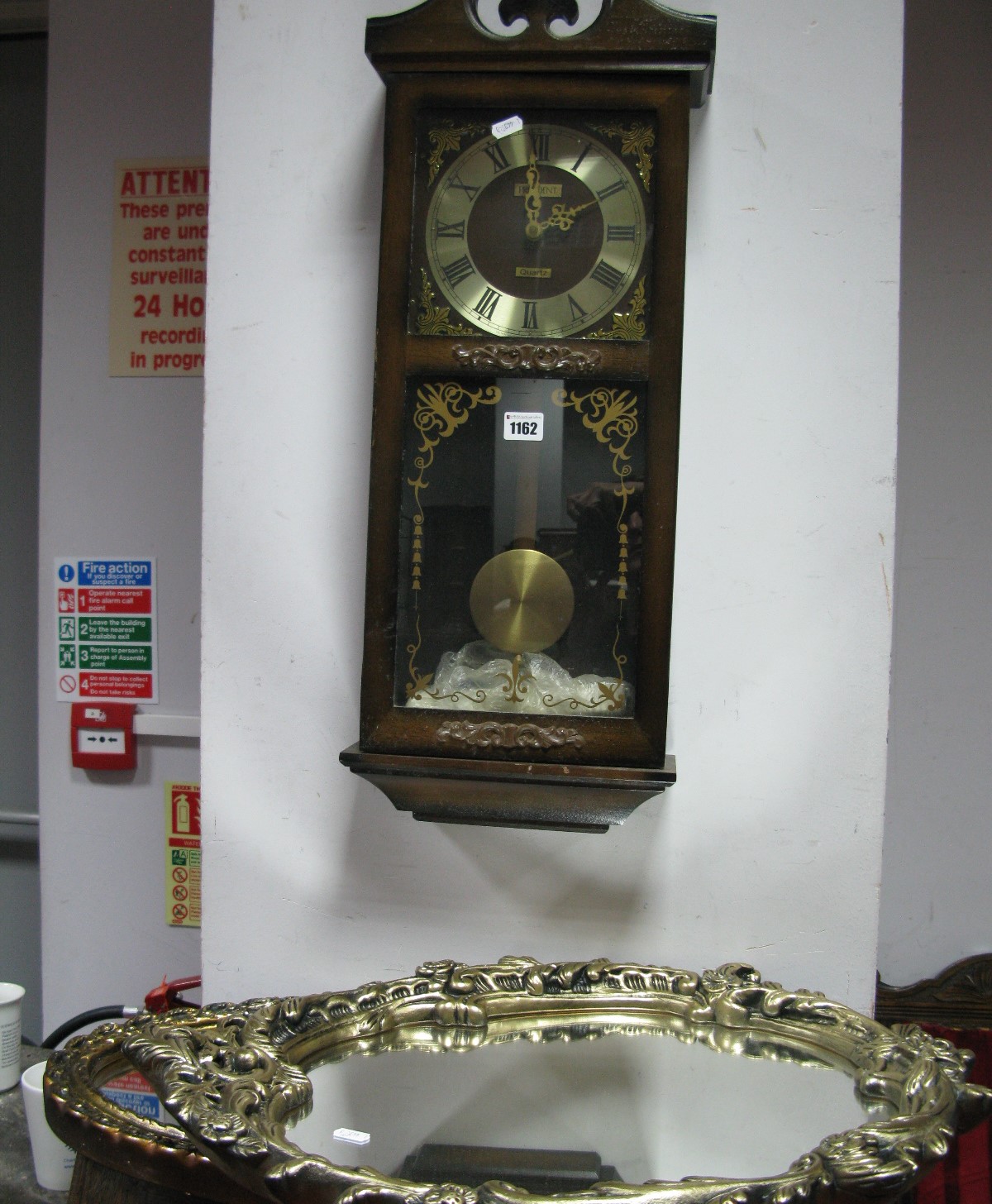 President Wall Clock; plus two wall mirrors (2)