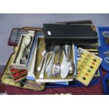 A Collection of Assorted Boxed and Loose Plated Cutlery, including coffee spoons, cased serving