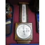 Walker and Hall Barometer, having thermometer to barley twist cased neck, SB barometer. (2)