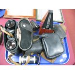 Wittner Metronome, four pairs of binoculars, including Helios, Maxlo:- One Tray
