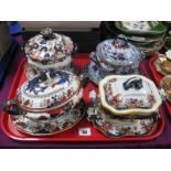 Four Late XIX/Early XX Century Tureens, Covers and Stands, various patterns:- One Tray