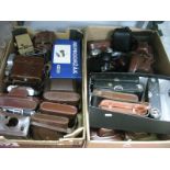 Cameras- Werra 1, mat, Paxette, Kodak, Ensign, Olbia plus others:- Two Boxes