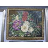 GMII Giel (?) Oil on Board of Peonies and Canna, signed lower right, 59.5 x 48cm.