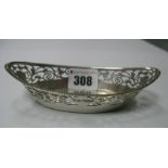 A Hallmarked Silver Dish, JD&S, Sheffield 1948, of boat shape with scroll period decoration, 13.
