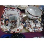 A Collection of Early XX Century Mason's Ironstone China including meat plate, flared bowl, tureen