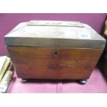 XIX Century Mahogany Tea Caddy, of sarcophagus form (one foot loose) 26.5cm wide.