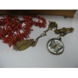 A Twig Coral Necklace, butterfly pendant, "Mother" brooch etc.