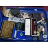 Gent's Cufflinks, coins, St John Ambulance pendant, pocket/penknives etc:- One Tray